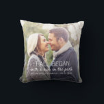 Where It All Began Personalized Couples Photo Throw Pillow<br><div class="desc">Every couple has a unique story about where it all began. This photo pillow with white text can be customized to any couple,  with their names,  the date of their anniversary (first date,  wedding,  engagement,  etc),  as well as a picture of the happy couple. A truly unique keepsake!</div>