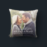 Where It All Began Personalized Couples Photo Throw Pillow<br><div class="desc">Every couple has a unique story about where it all began. This photo pillow with white text can be customized to any couple,  with their names,  the date of their anniversary (first date,  wedding,  engagement,  etc),  as well as a picture of the happy couple. A truly unique keepsake!</div>