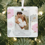 Where It All Began Romantic Couples Personalized Metal Ornament<br><div class="desc">Where It All Began Romantic Couples Personalized Ornaments feature a modern abstract pink floral with gold glitter accents. In the centre add your favourite photo and your text of how you met. Easy DIY (Do It Yourself) by editing the text in the text boxes provided. Designed by ©Evco Studio www.zazzle.com/store/evcostudio...</div>