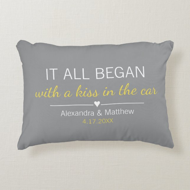 Where It All Began Romantic Personalized Couples Accent Pillow (Front)
