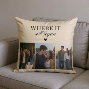 Where It All Began Three Photo Memory Throw Pillow