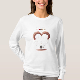 Where Love Gently Falls Petals Between Two Hearts  T-Shirt
