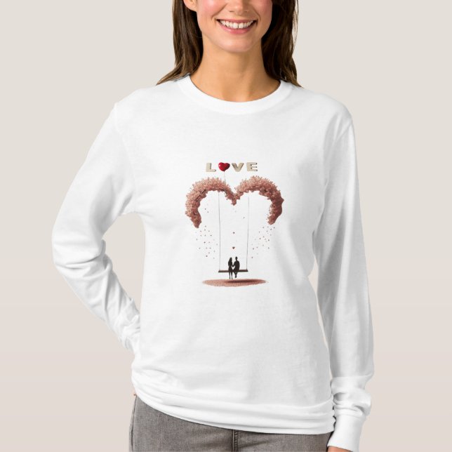 Where Love Gently Falls Petals Between Two Hearts  T-Shirt (Front)