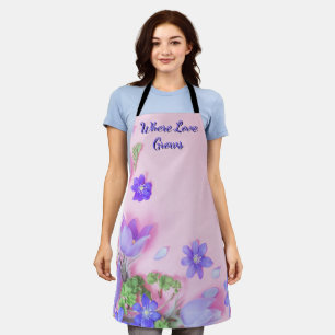 Where Love Grows Apron   Floral Kitchen Apron