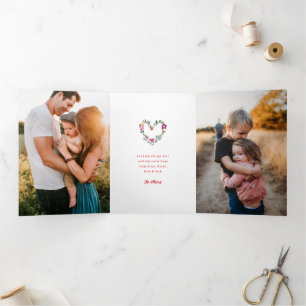 Where Love Grows Personalized Photo Valentine Tri-Fold Holiday Card