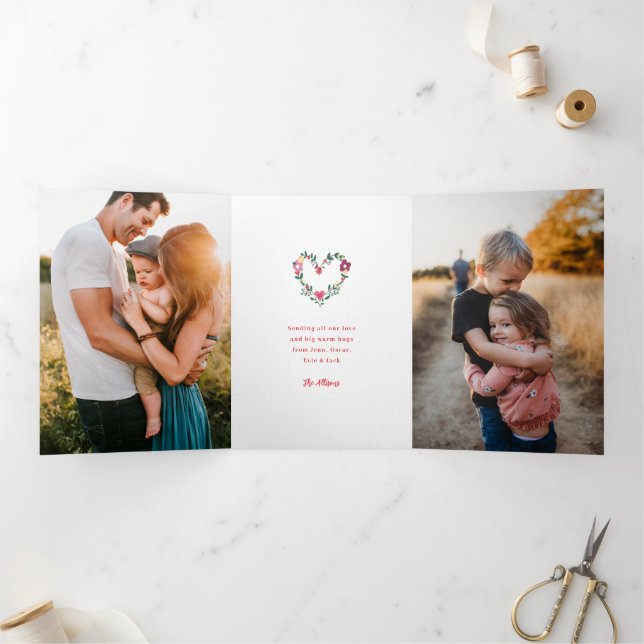 Where Love Grows Personalized Photo Valentine Tri-Fold Holiday Card (Inside)