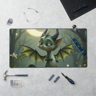 Where moonbeams dance, little mischief awakens. desk mat