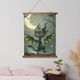Where moonbeams dance, little mischief awakens. hanging tapestry