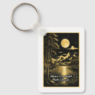 Where Moonlight Meets Silence Serene Nightscape Keychain