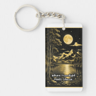 Where Moonlight Meets Silence Serene Nightscape Keychain