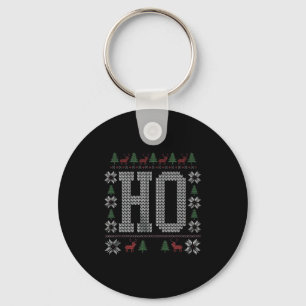 Where My Ho's At Ho Matching Couple Christmas Ugly Keychain