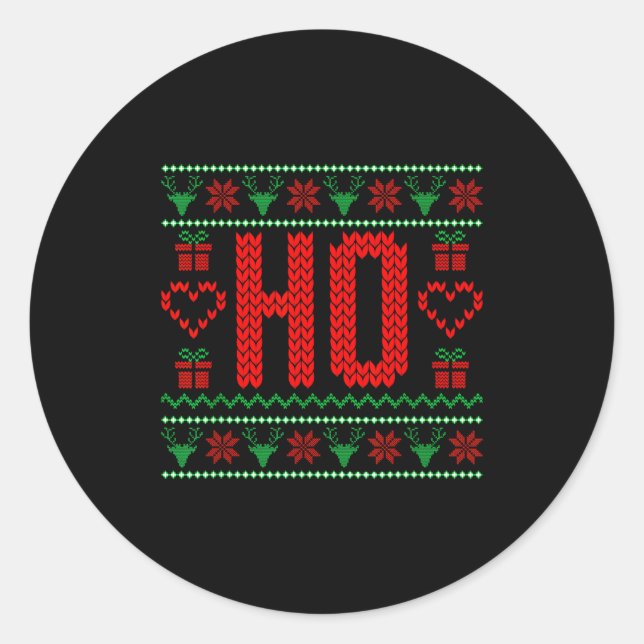 Where My Ho's At Ugly Christmas Sweater Couples Ma Classic Round Sticker (Front)