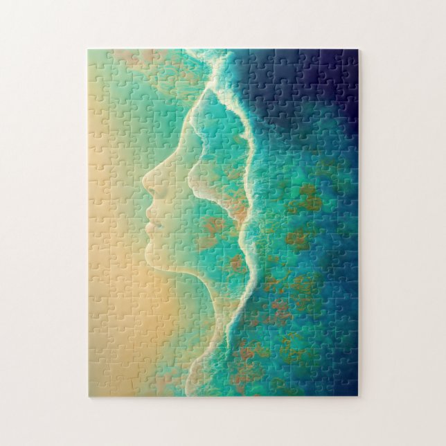 "Where Ocean Becomes Memory"  - Blue Green   Jigsaw Puzzle (Vertical)