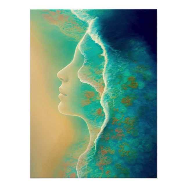 "Where Ocean Becomes Memory"  - Blue Green   Poster (Front)