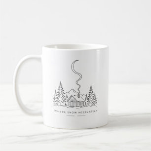 Where Snow Meets Steam Cozy Cabin Line Art Tee Coffee Mug