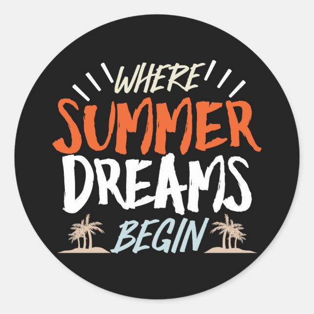 Where Summer Dreams Begin' Celestial Beach Night Classic Round Sticker (Front)