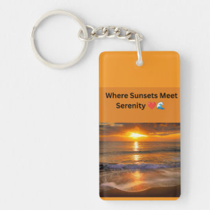 Where Sunsets Meet Serenity ❤️🌊 Keychain