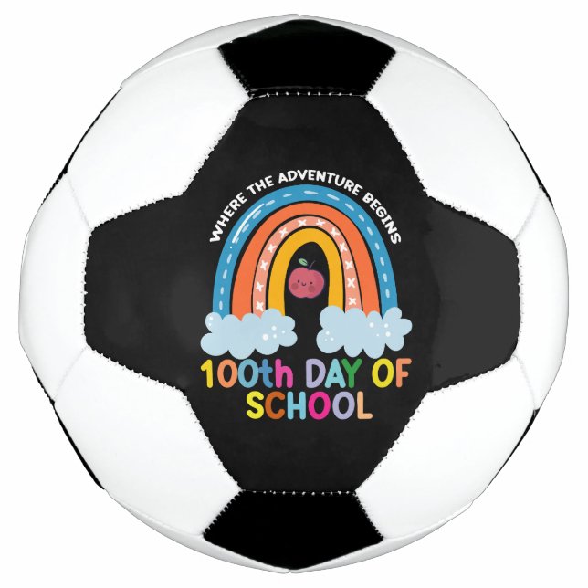 Where The Adventure Begins 100th Days Smarter  Soccer Ball (Front)