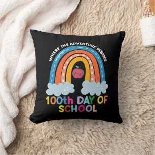 Where The Adventure Begins 100th Days Smarter  Throw Pillow