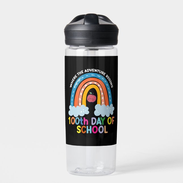Where The Adventure Begins 100th Days Smarter  Water Bottle (Front)