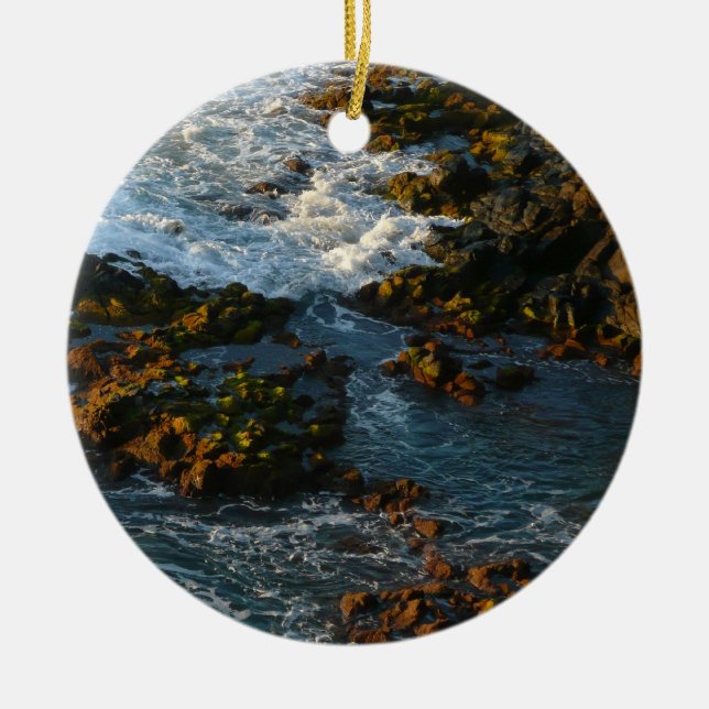 Where the Ocean Meets the Rocks Ceramic Ornament (Front)