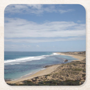 Where The Salmon Play, Browns Beach Australia, Square Paper Coaster
