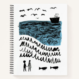 Where the Sea Begins   Hand-Drawn Ocean Spiral Not Notebook