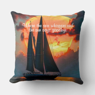 Where the Sea Whispers and the Sun Says Goodbye Throw Pillow