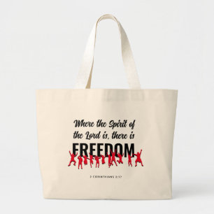 WHERE THE SPIRIT OF THE LORD IS Christian Large Tote Bag
