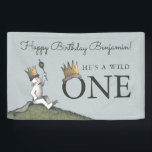 Where the Wild Things Are 1st Birthday Banner<br><div class="desc">Celebrate your little one's first milestone with our enchanting Where The Wild Things Are 1st Birthday Banner. Inspired by Maurice Sendak's beloved classic, this vibrant banner features colourful and whimsical illustrations of Max and the Wild Things, perfect for adorning party venues, backdrops, or cake tables. Designed to create a magical...</div>