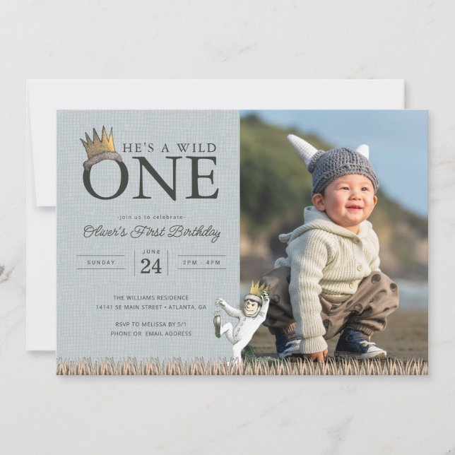 Where the Wild Things Are 1st Birthday - Photo Invitation (Front)