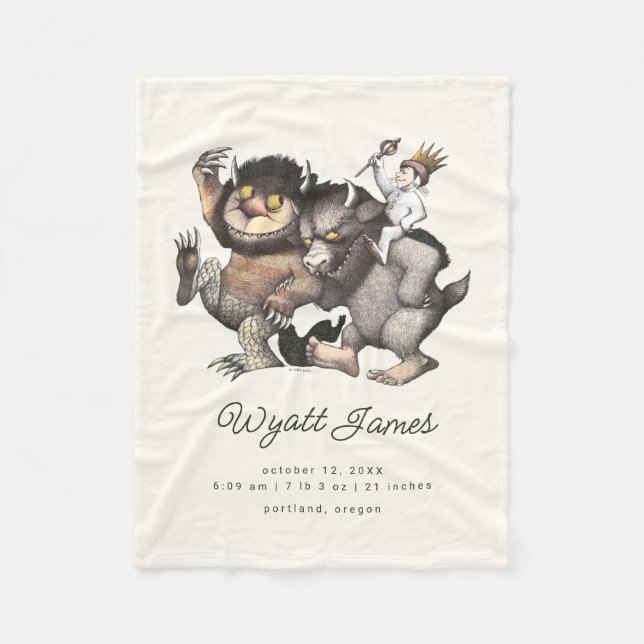 Where the Wild Things Are | Birth Stats Fleece Blanket (Front)