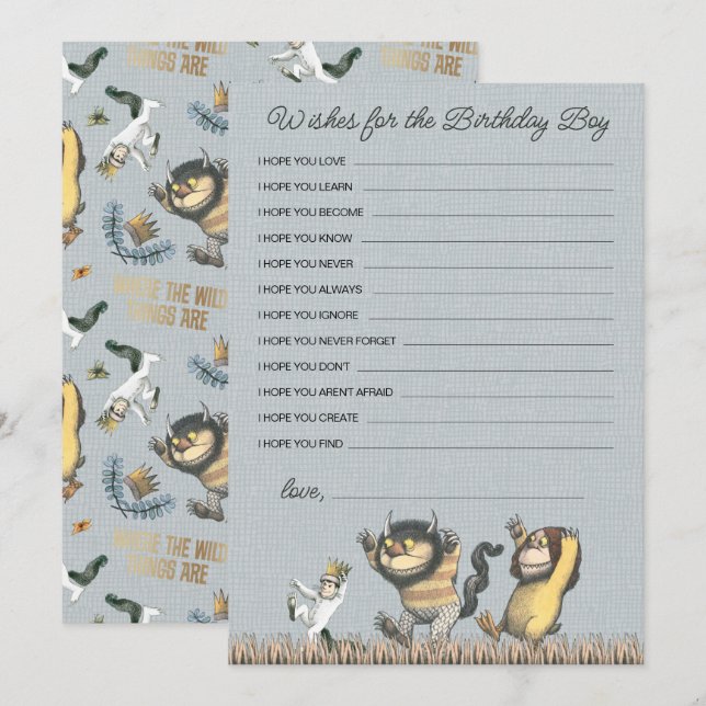 Where the Wild Things Are Birthday Boy Wishes Card (Front/Back)
