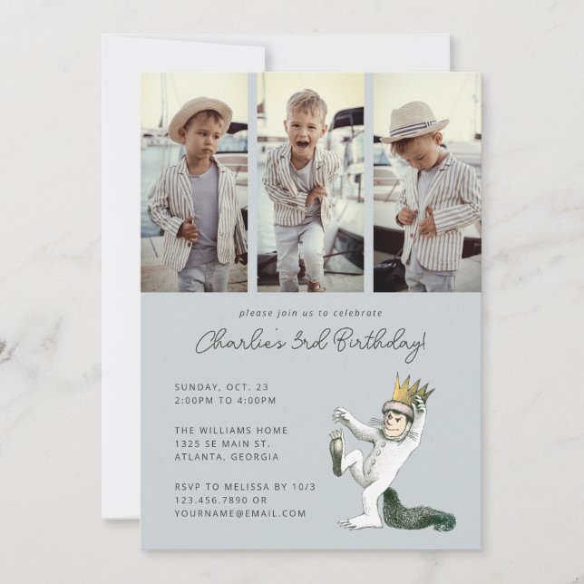 Where the Wild Things Are Birthday Photo Invitation (Front)