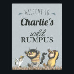Where the Wild Things Are - Birthday Welcome Poster<br><div class="desc">Welcome your guests to a magical celebration with our customizable Where The Wild Things Are Birthday Welcome Poster. Inspired by Maurice Sendak's beloved classic, this vibrant and whimsical poster features lively illustrations of Max and the Wild Things, creating a captivating entrance to your child's birthday party. Personalize the poster with...</div>