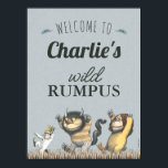 Where the Wild Things Are - Birthday Welcome Poster<br><div class="desc">Welcome your guests to a magical celebration with our customizable Where The Wild Things Are Birthday Welcome Poster. Inspired by Maurice Sendak's beloved classic, this vibrant and whimsical poster features lively illustrations of Max and the Wild Things, creating a captivating entrance to your child's birthday party. Personalize the poster with...</div>