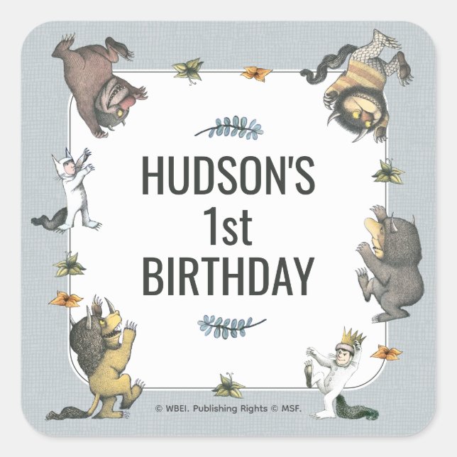 Where the Wild Things Are Character Birthday Square Sticker (Front)