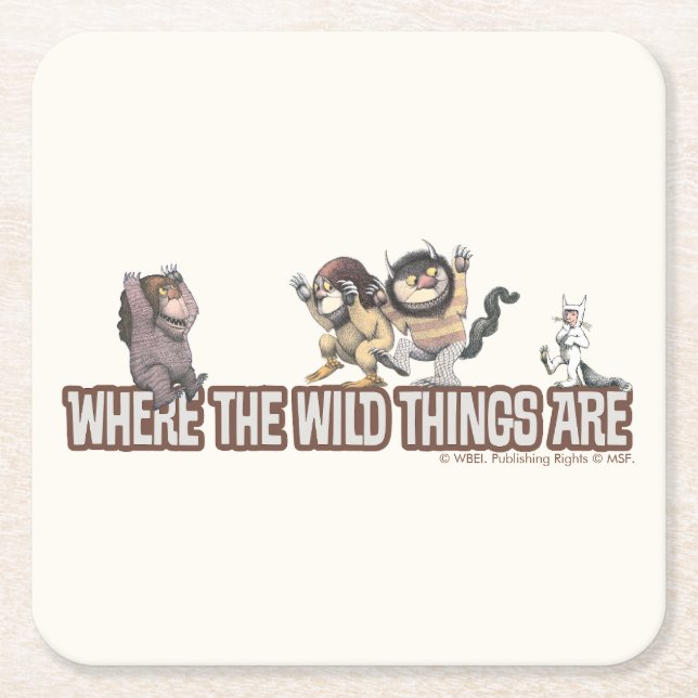 Where the Wild Things Are Characters on Logo Square Paper Coaster (Front)