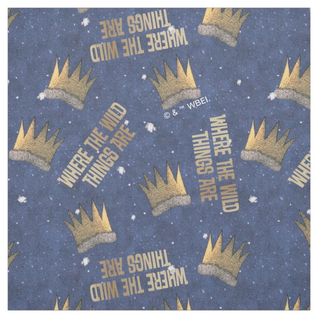 Where the Wild Things Are Crown and Stars Pattern Fabric (Swatch)