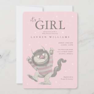 Where the Wild Things Are    Girl Baby Shower Invitation