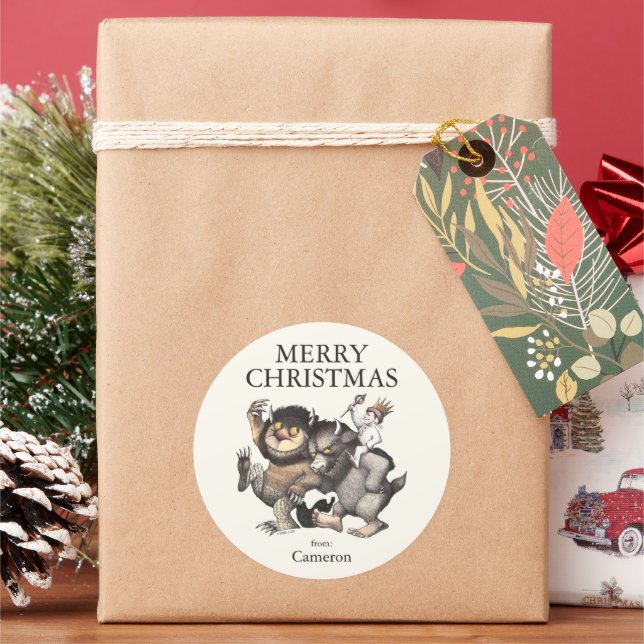 Where the Wild Things Are | Merry Christmas Classic Round Sticker (Holiday)