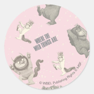 Where the Wild Things Are Pink Star Pattern Classic Round Sticker
