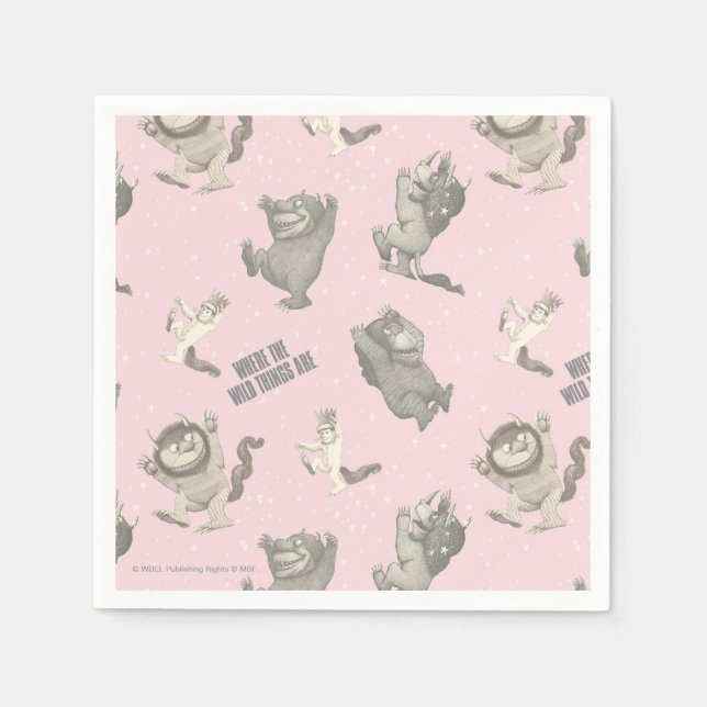 Where the Wild Things Are Pink Star Pattern Napkin (Front)