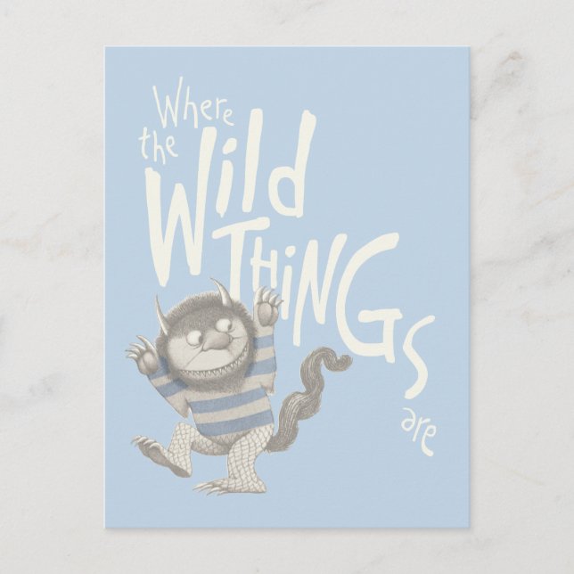 Where the Wild Things Are Quote - Blue Postcard (Front)