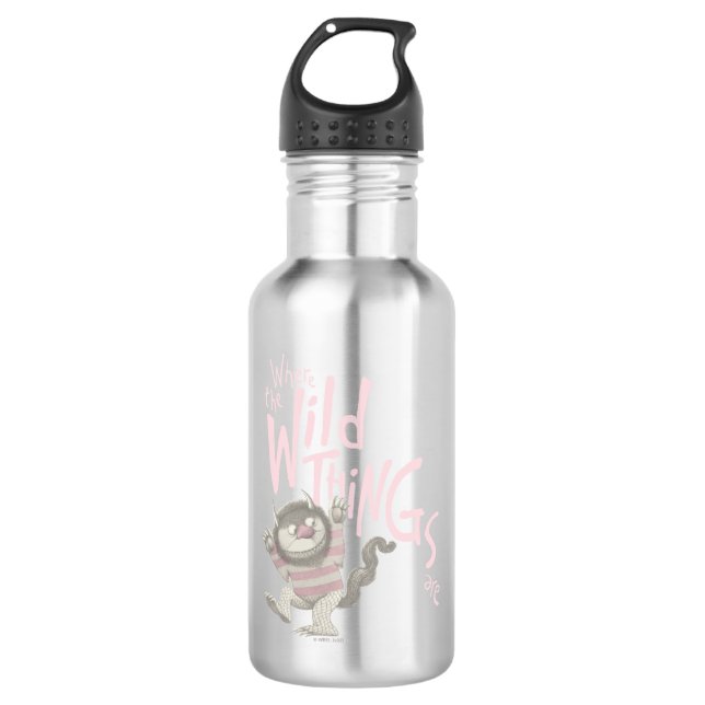 Where the Wild Things Are Quote - Pink 532 Ml Water Bottle (Front)