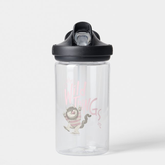 Where the Wild Things Are Quote - Pink Water Bottle (Front)