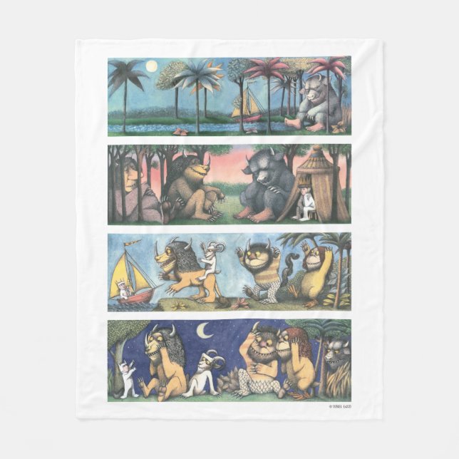 Where The Wild Things Are Scenes Fleece Blanket (Front)