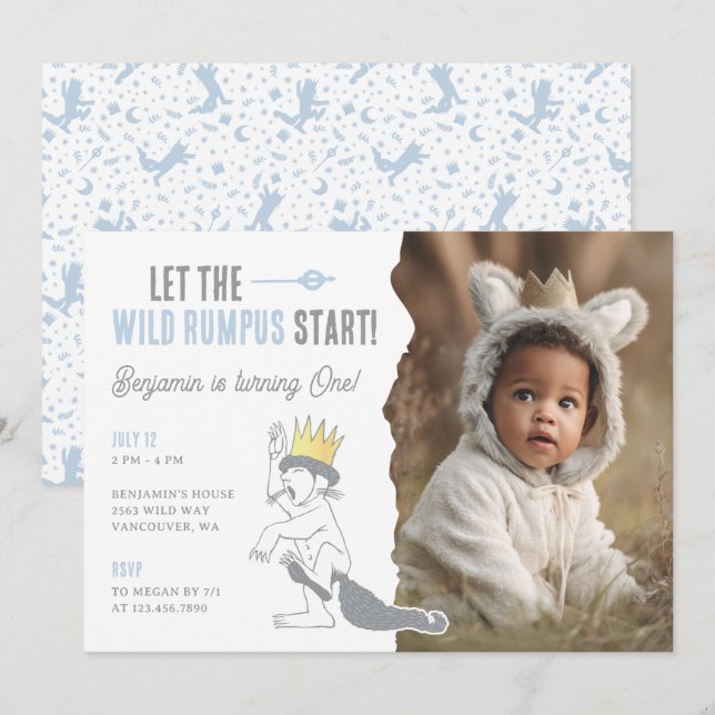 Where the Wild Things Are Wild One First Birthday Invitation (Front/Back)