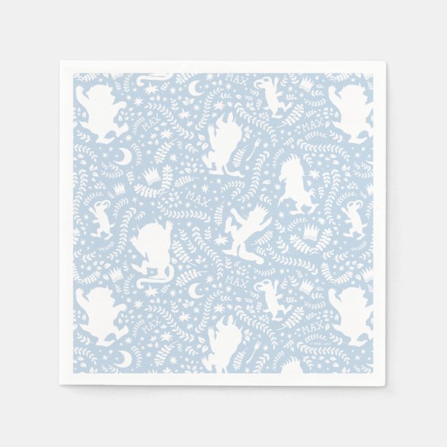 Where the Wild Things Blue Floral Pattern Napkin (Front)