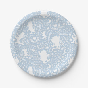 Where the Wild Things Blue Floral Pattern Paper Plate